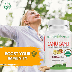 Mother Nature Organics Camu Camu label shows organic and vegan credentials