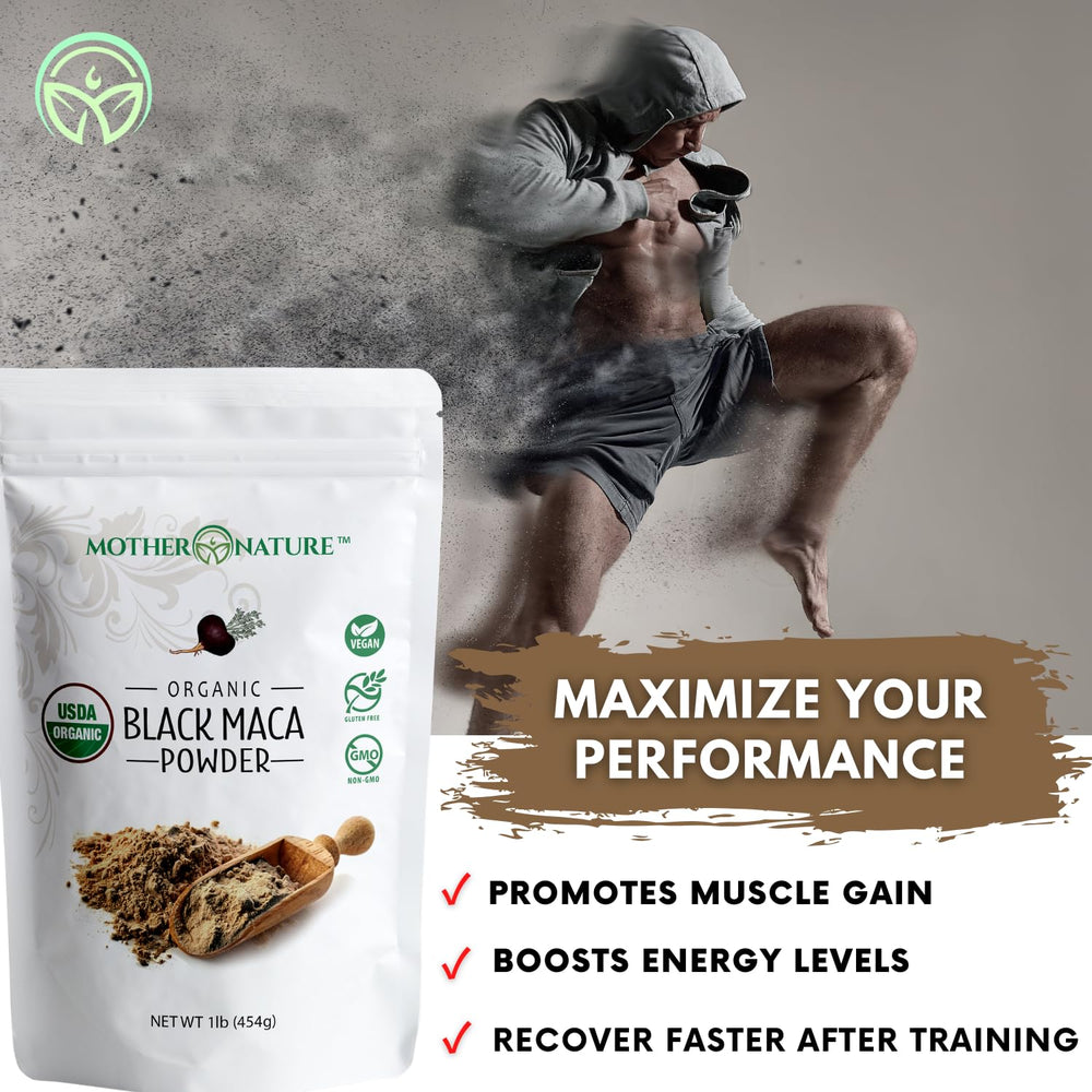 Mother Nature Organics Maca powder in bowl for everyday vitality