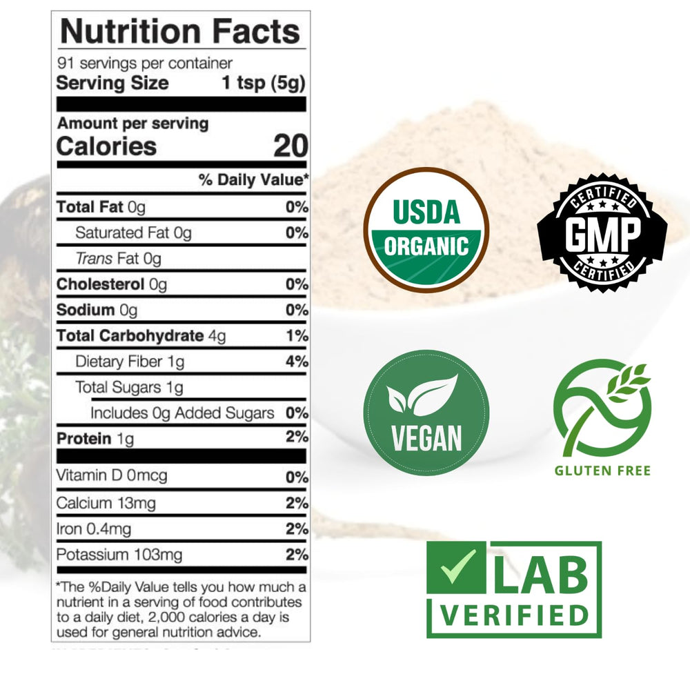 Mother Nature Organics Raw maca powder close-up texture and quality