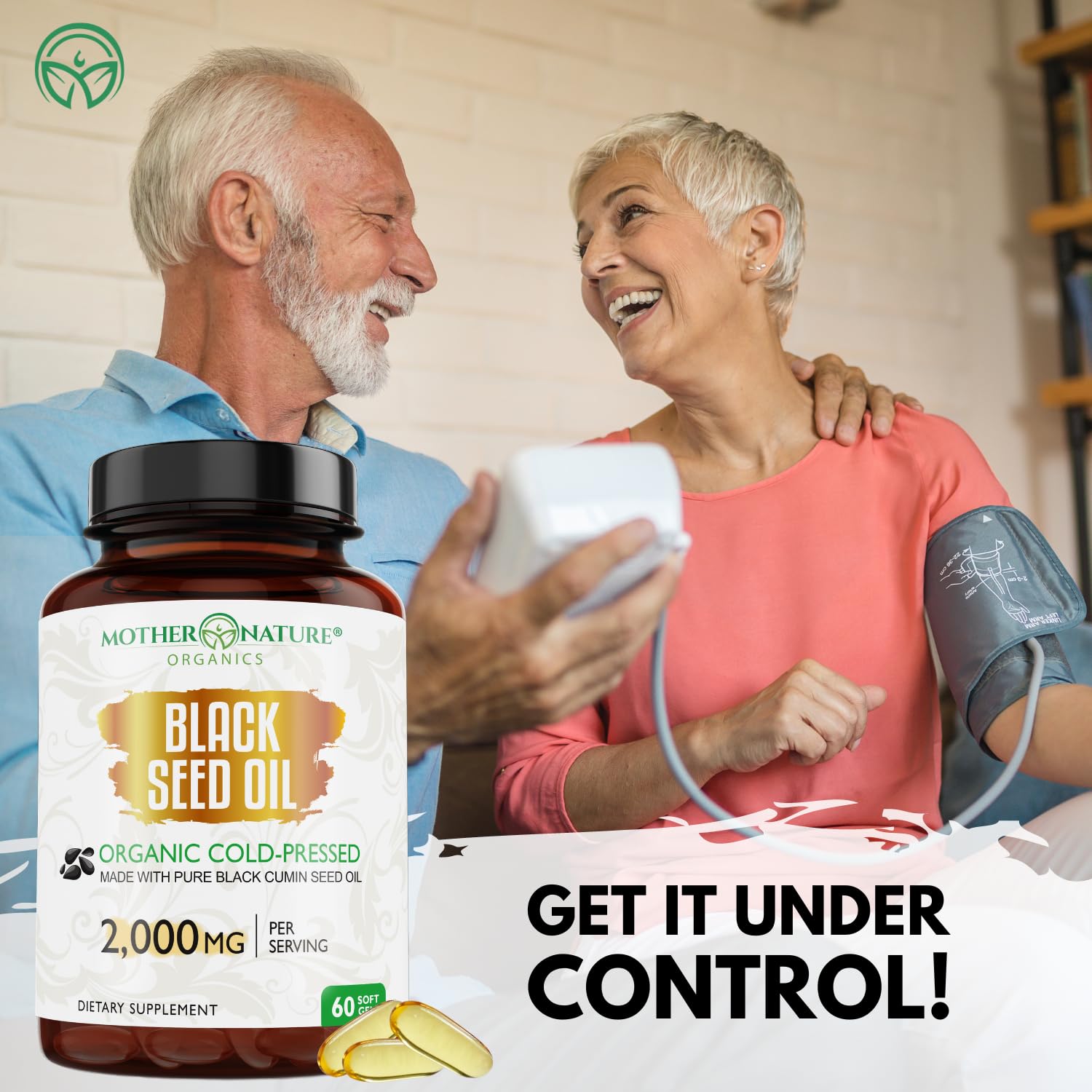 Mother Nature Organics softgel capsules offer convenient daily support for essential functions.