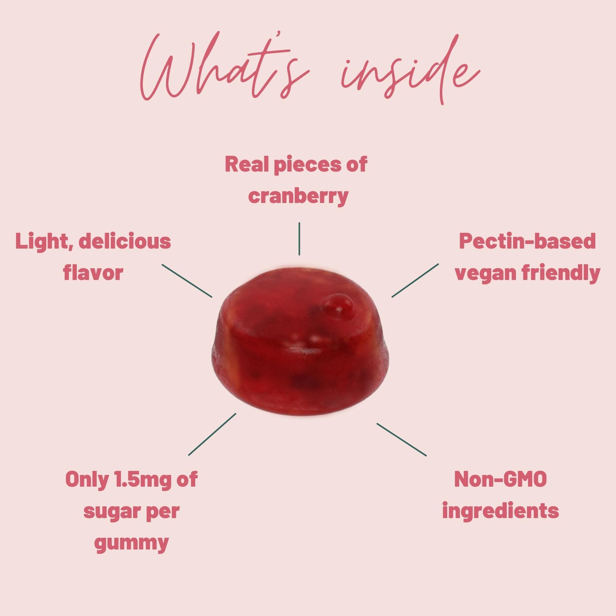 Mother Nutrient Cranberry Gummies chew texture closeup showcases pleasant taste.
