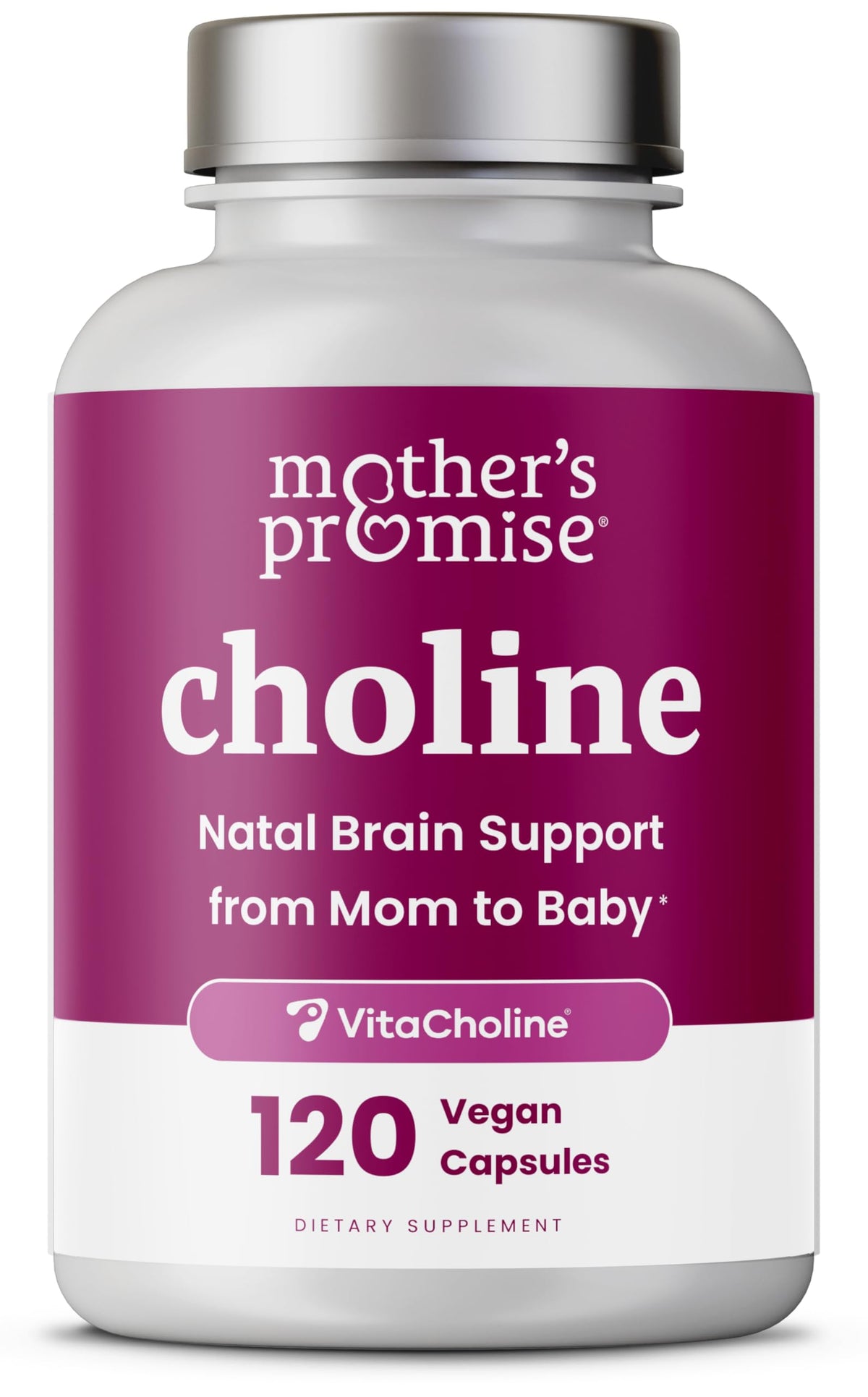 Mother's Promise Prenatal Choline bottle showing 550 mg for brain health support