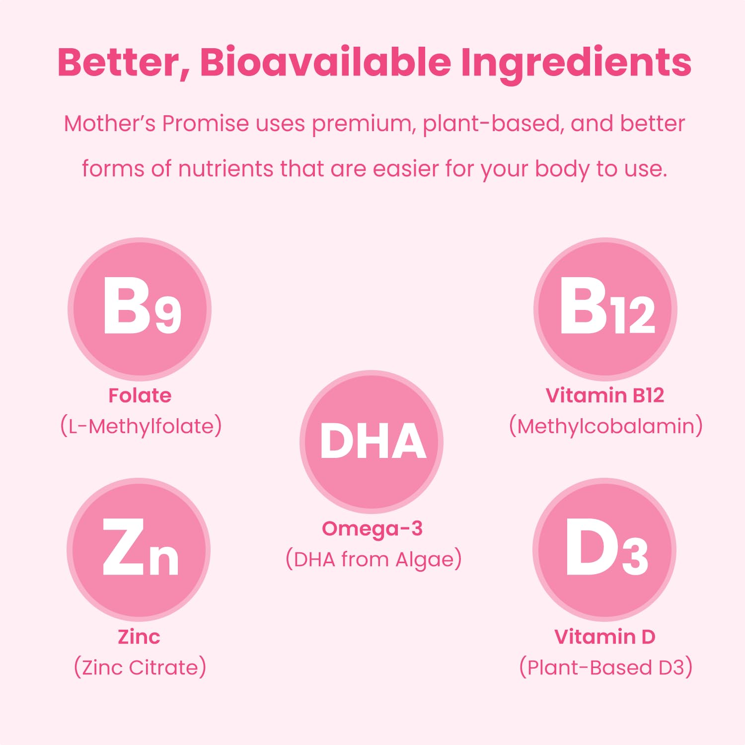 Mother's Promise prenatal DHA gummies label highlights vegan formula