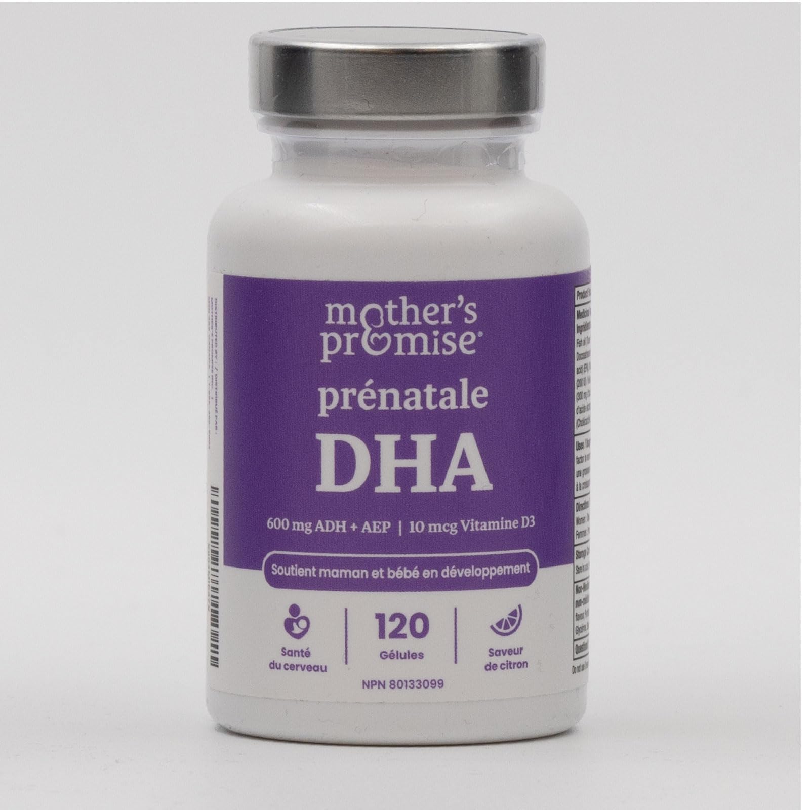 Mother's Promise Prenatal DHA labeling with USA manufacturing icon