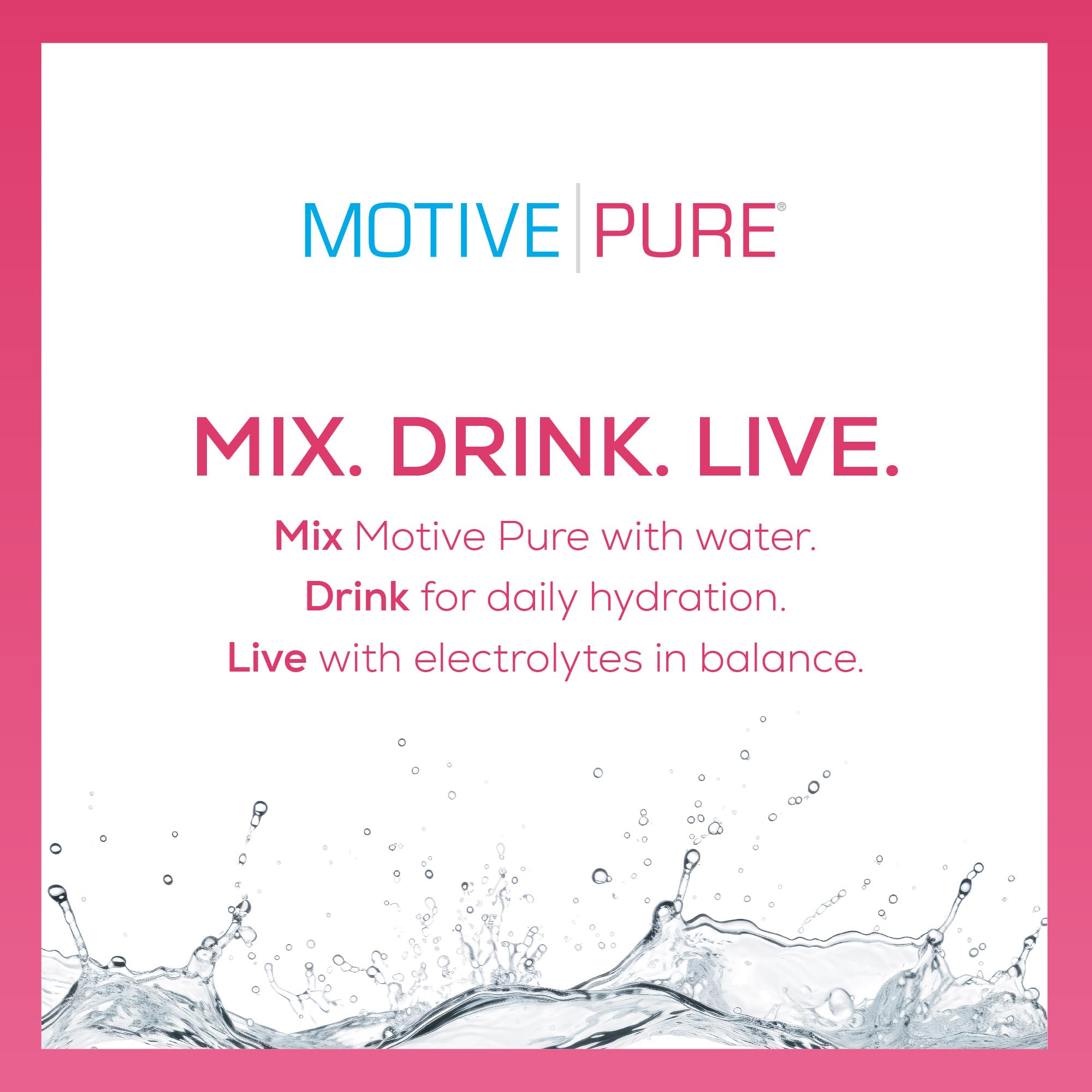 MOTIVE PURE Electrolyte Hydration Berry pump-action bottle, easy daily hydration.