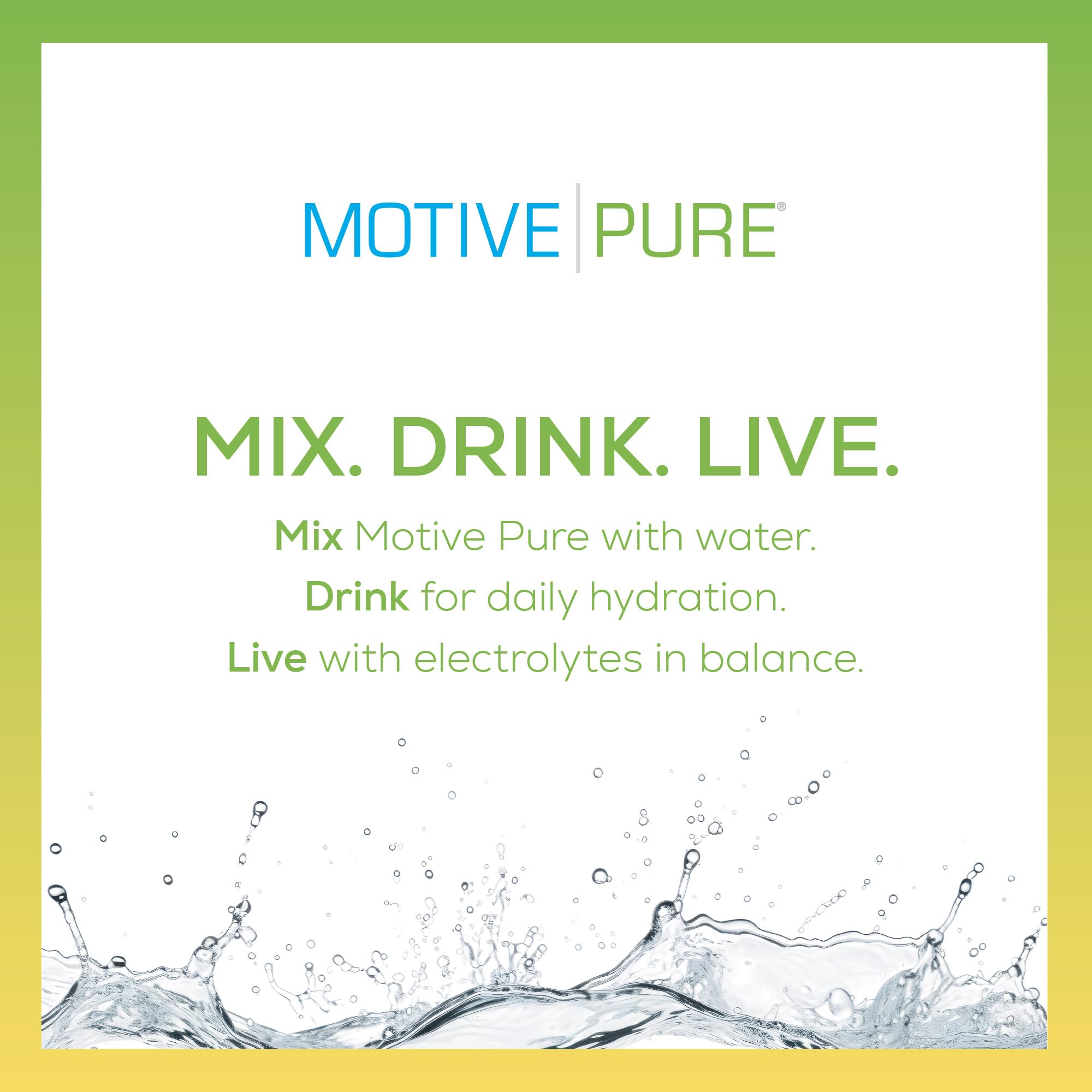 MOTIVE PURE lemon-lime glass highlights naturally flavored hydration for active days