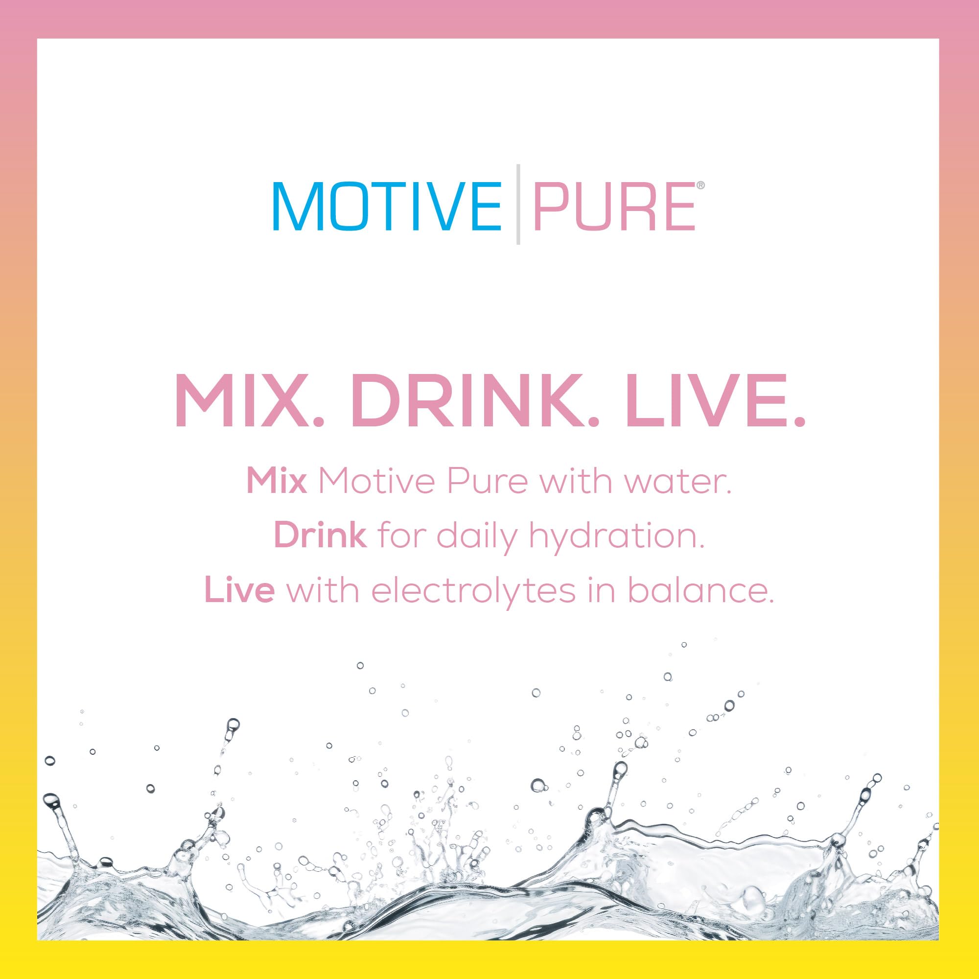 MOTIVE PURE pink lemonade label close-up showing zero-calorie hydration option.