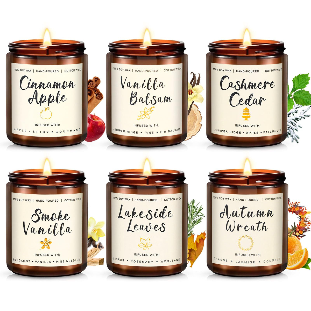 MOULENGGU Cinnamon Apple candle jar for warm fall evenings