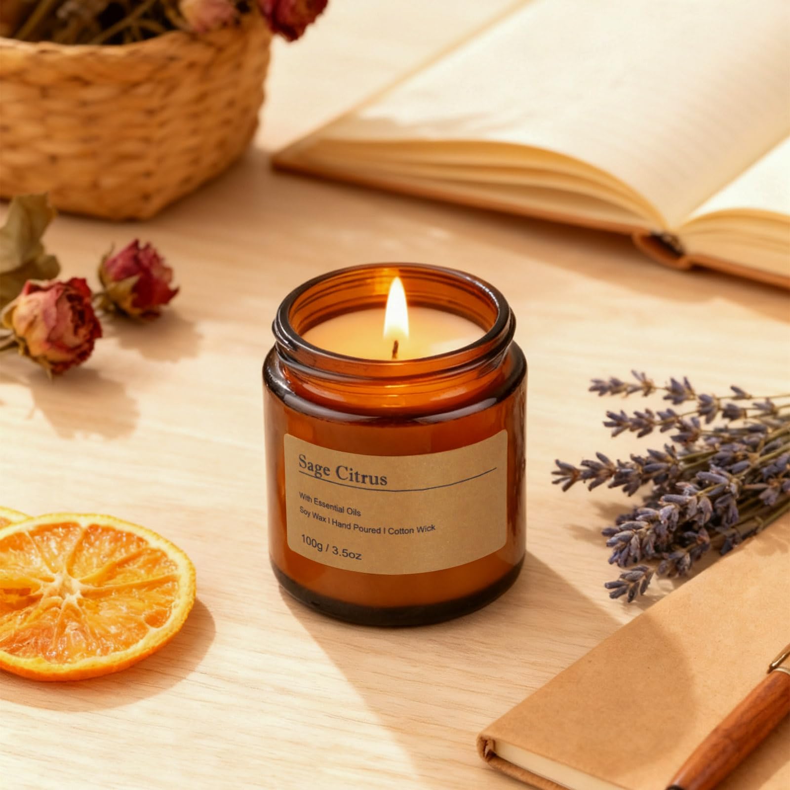 Moulenggu Fir Cedar candle grounds rooms with woody notes in a reusable jar.