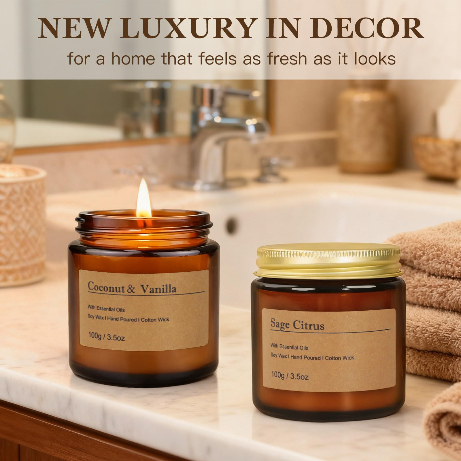 Moulenggu Smoke Vanilla candle adds cozy warmth with a balanced fragrance in glass jar.