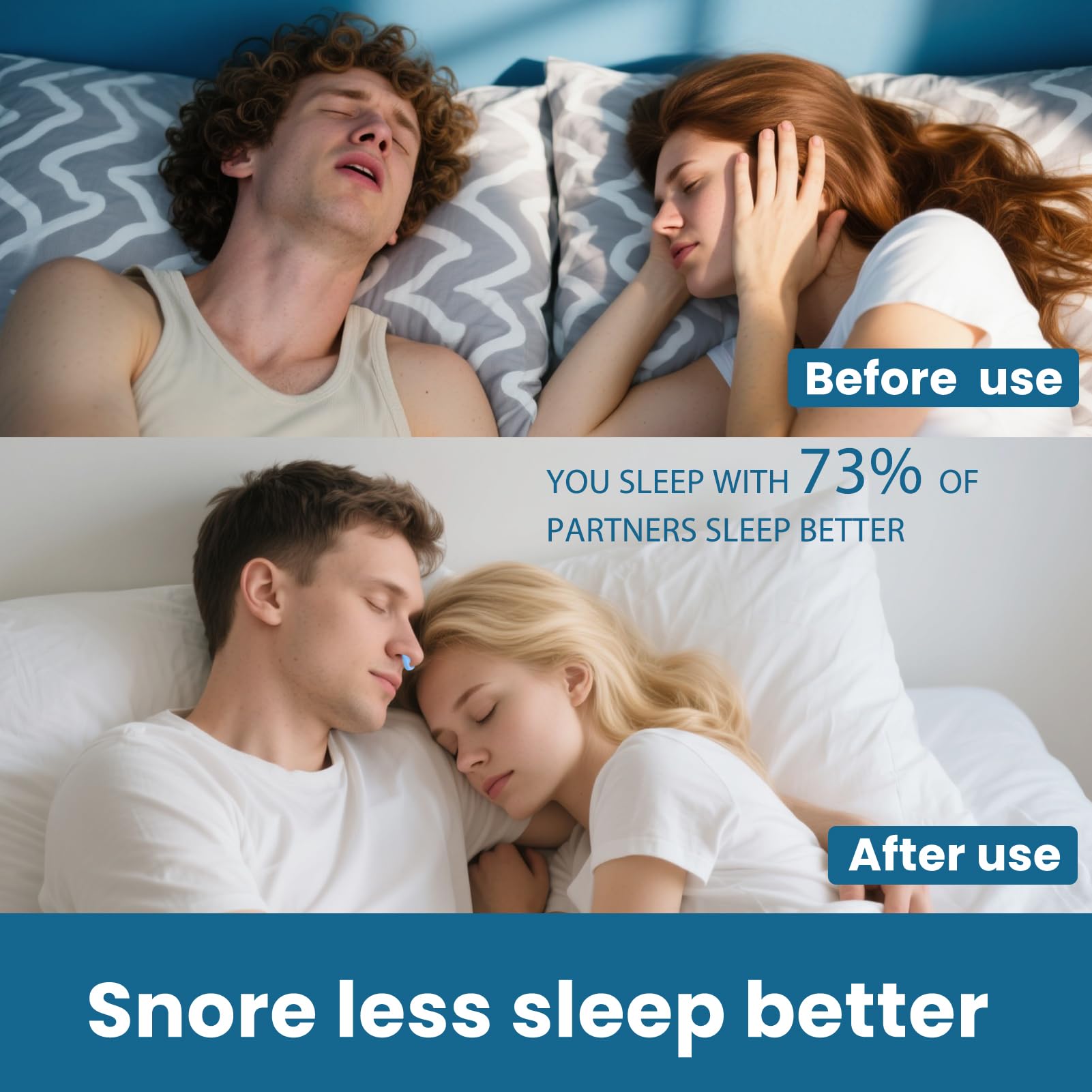 Mountain Land nasal dilators closeup, blue nose piece enhances airflow comfort.