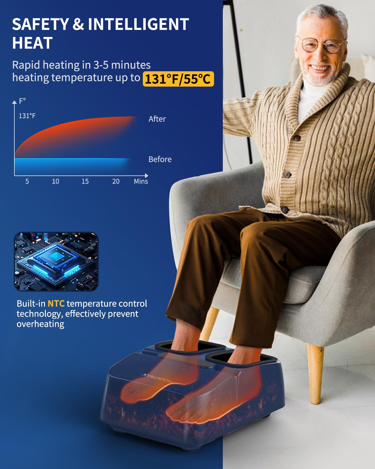 MOUNTRAX Foot Massager remote control enables easy operation.