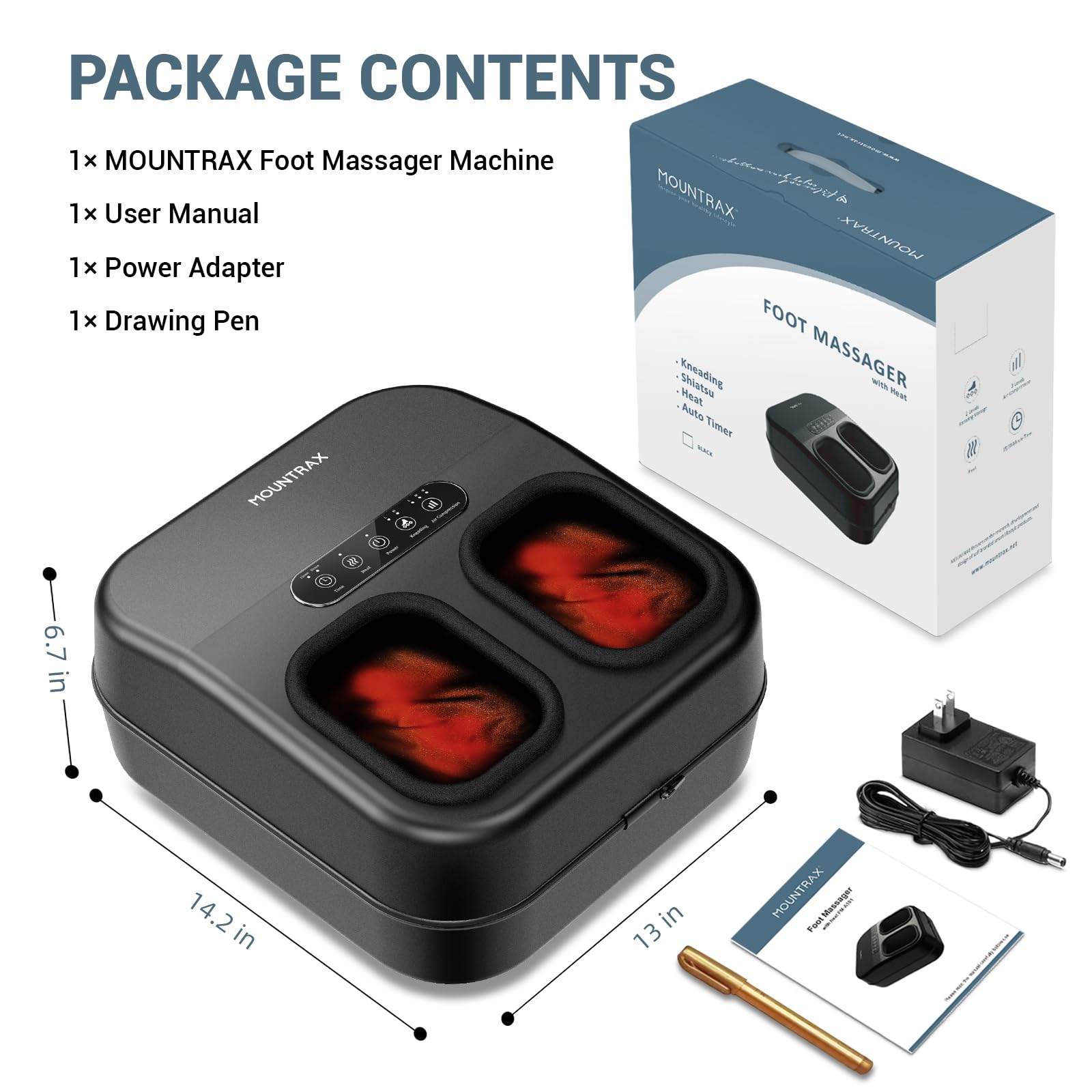 Mountrax foot massager three-level compression provides customizable pressure.