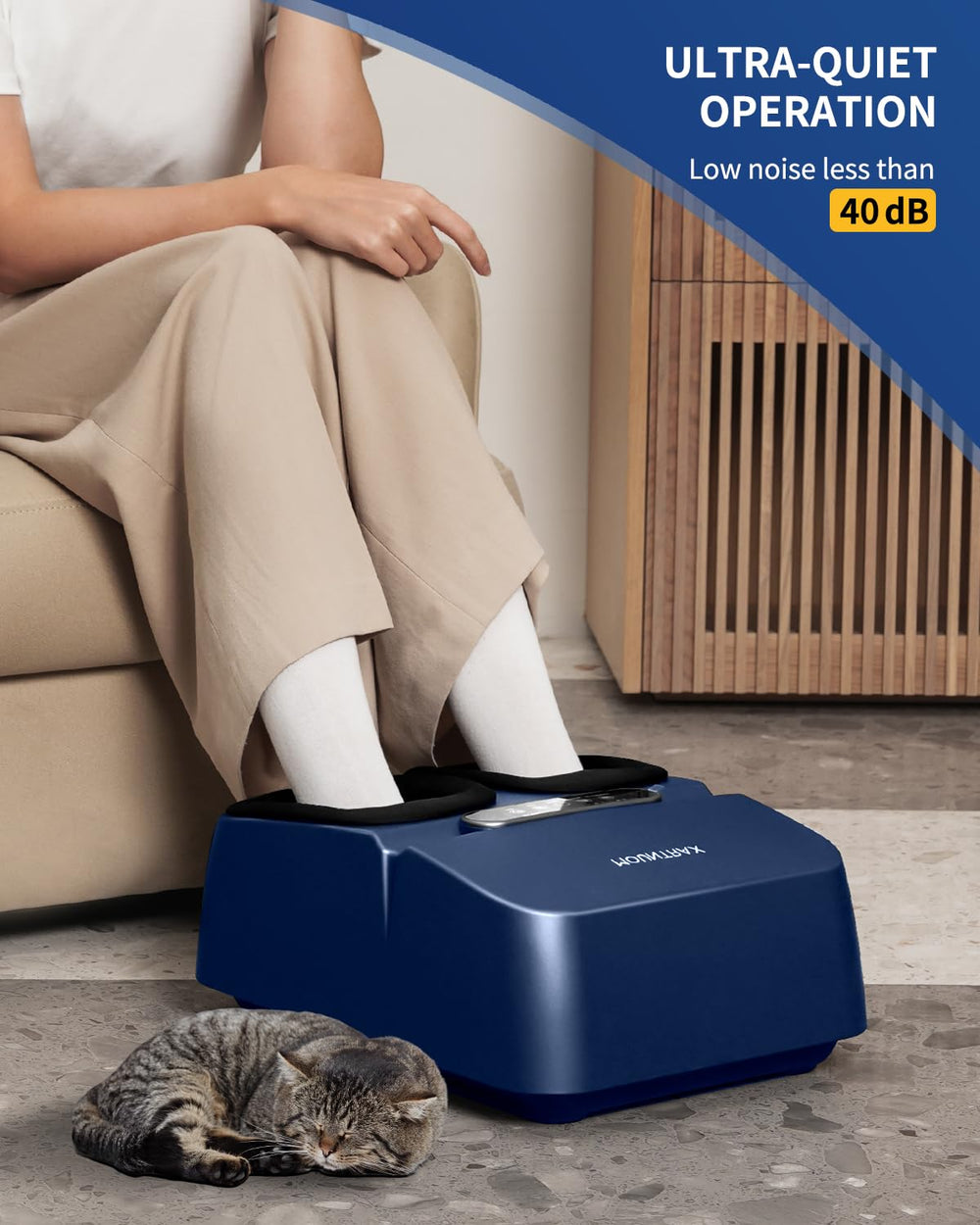 MOUNTRAX washable covers keep feet hygienic after a session.