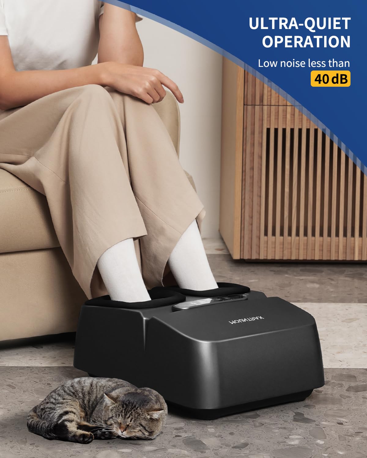 MOUNTRAX ultra-quiet motor keeps massages discreet in shared spaces.
