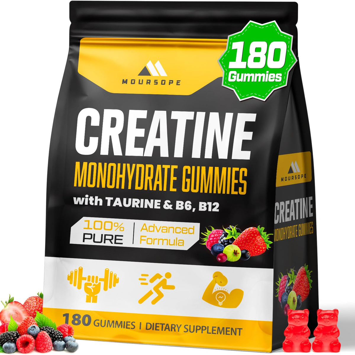 Moursope Creatine Monohydrate Gummies bottle for easy daily intake