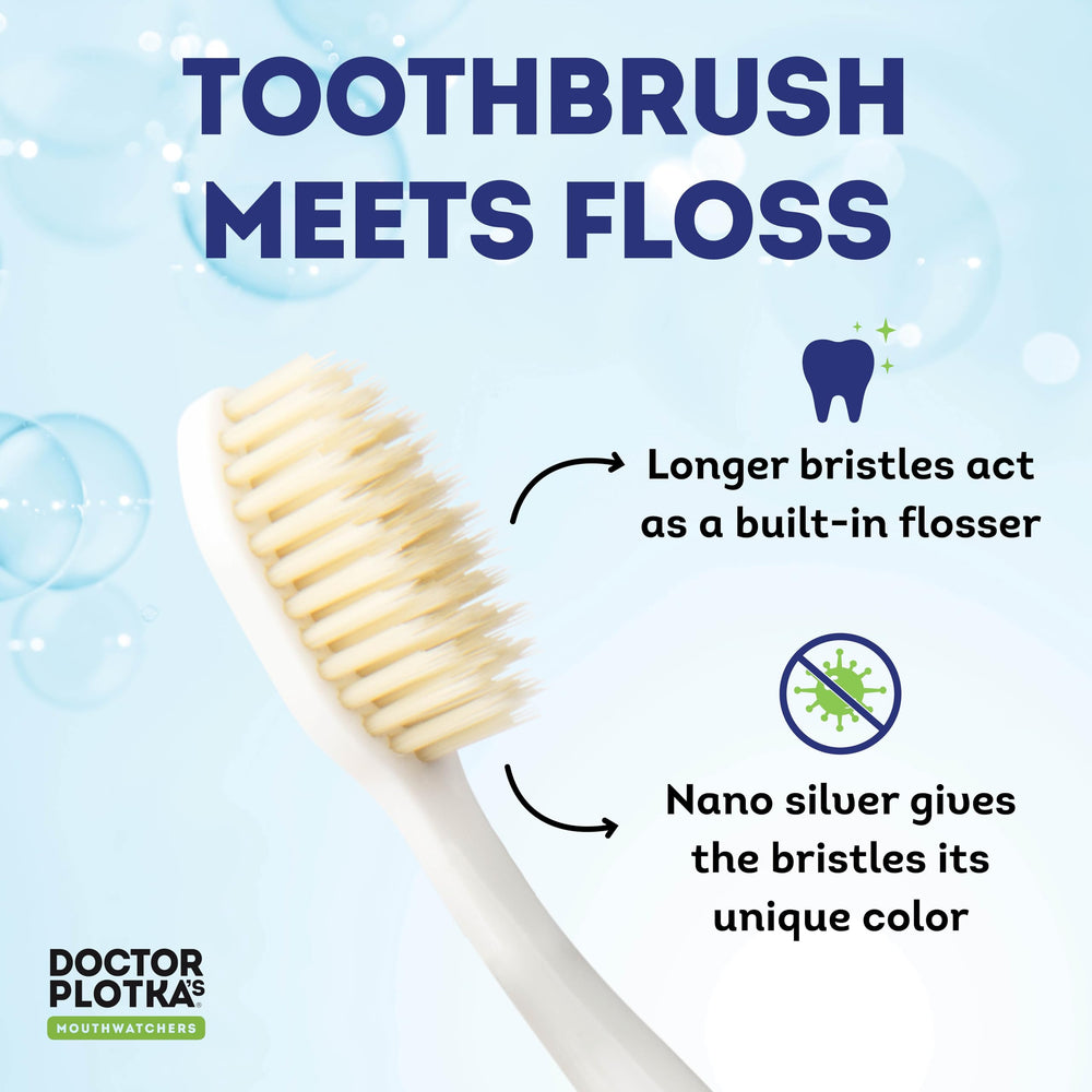 Mouthwatchers dual-layer flossing bristles reach deep grooves for thorough removal