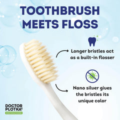 Mouthwatchers dual-layer flossing bristles reach deep grooves for thorough removal