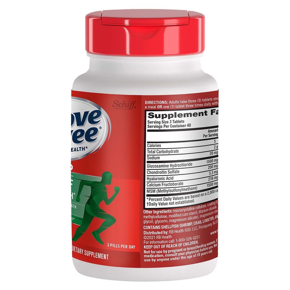 Move Free Advanced Plus packaging highlights hyaluronic acid for joint lubrication.