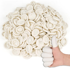 MOWPOG finger cots disposable medium pack highlights 390pcs for long-lasting fingertip protection.