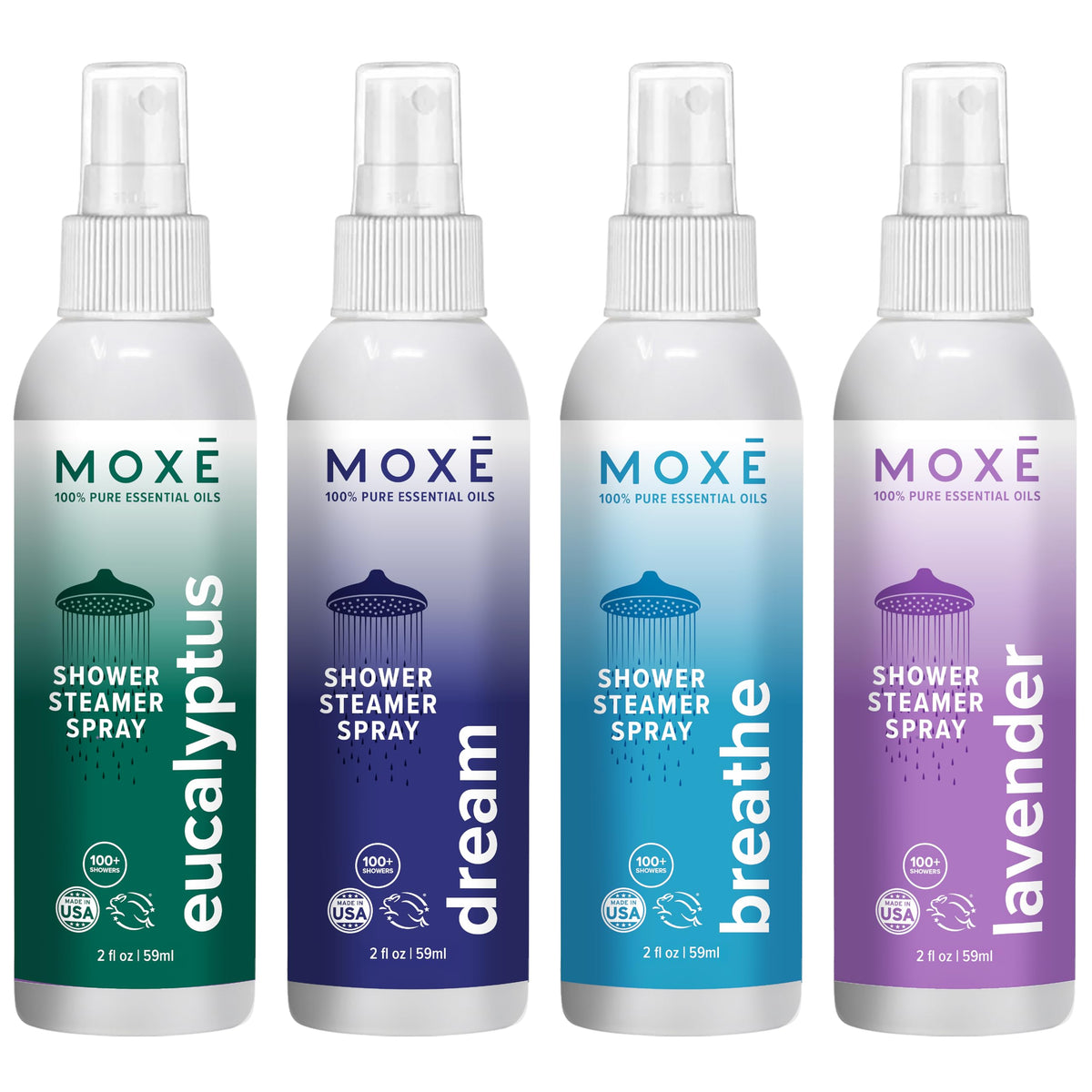MOXE Aromatherapy Shower Mist Eucalyptus bottle for an energizing morning shower