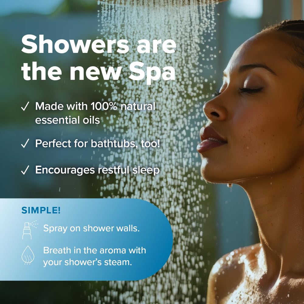 MOXE Breathe spray being applied to shower steam for refreshment.