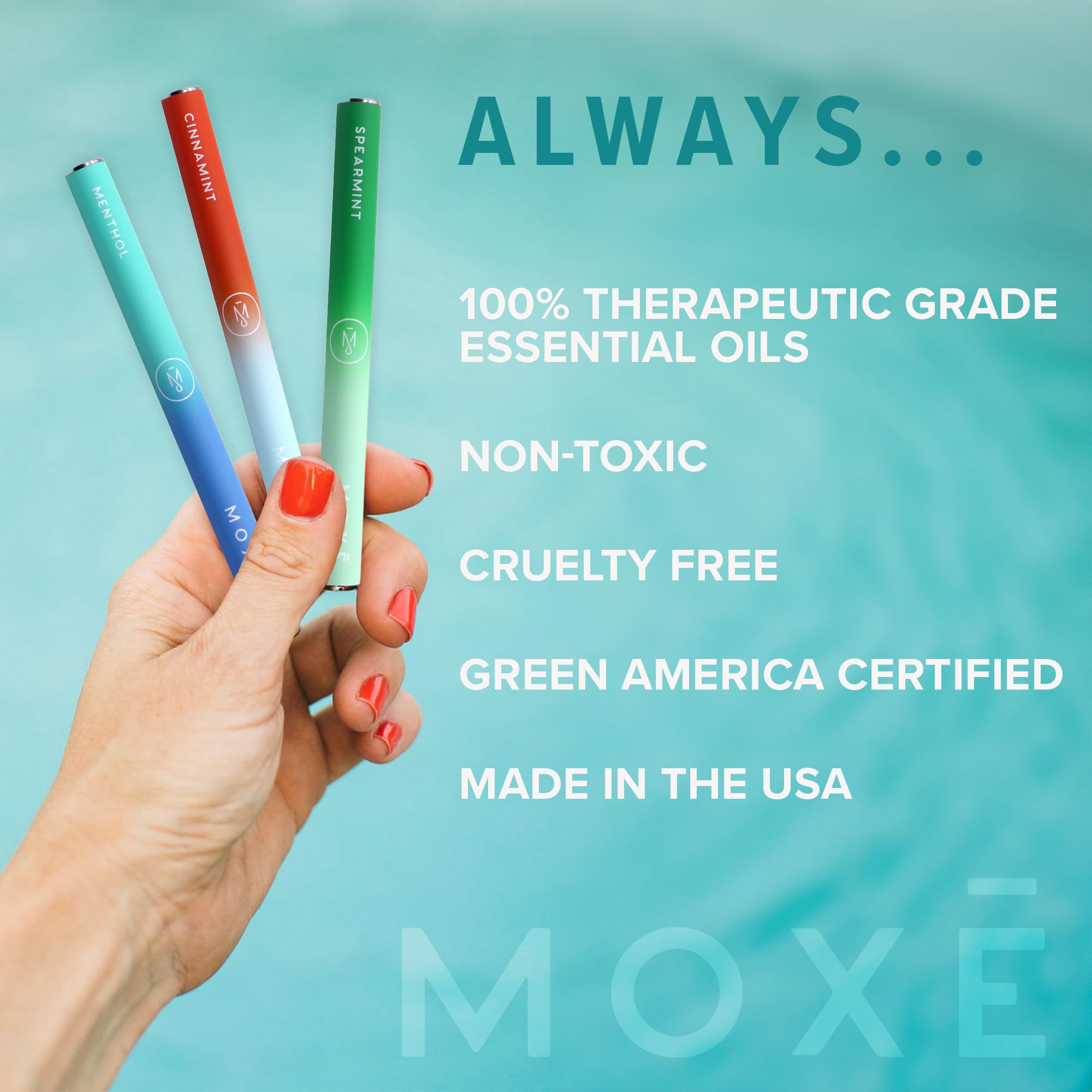 MOXE Natural Cinnamint Air Inhaler in pocket emphasizes discreet access.