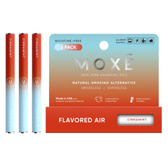 MOXE Natural Cinnamint air inhaler pack closeup, showcasing compact travel design.