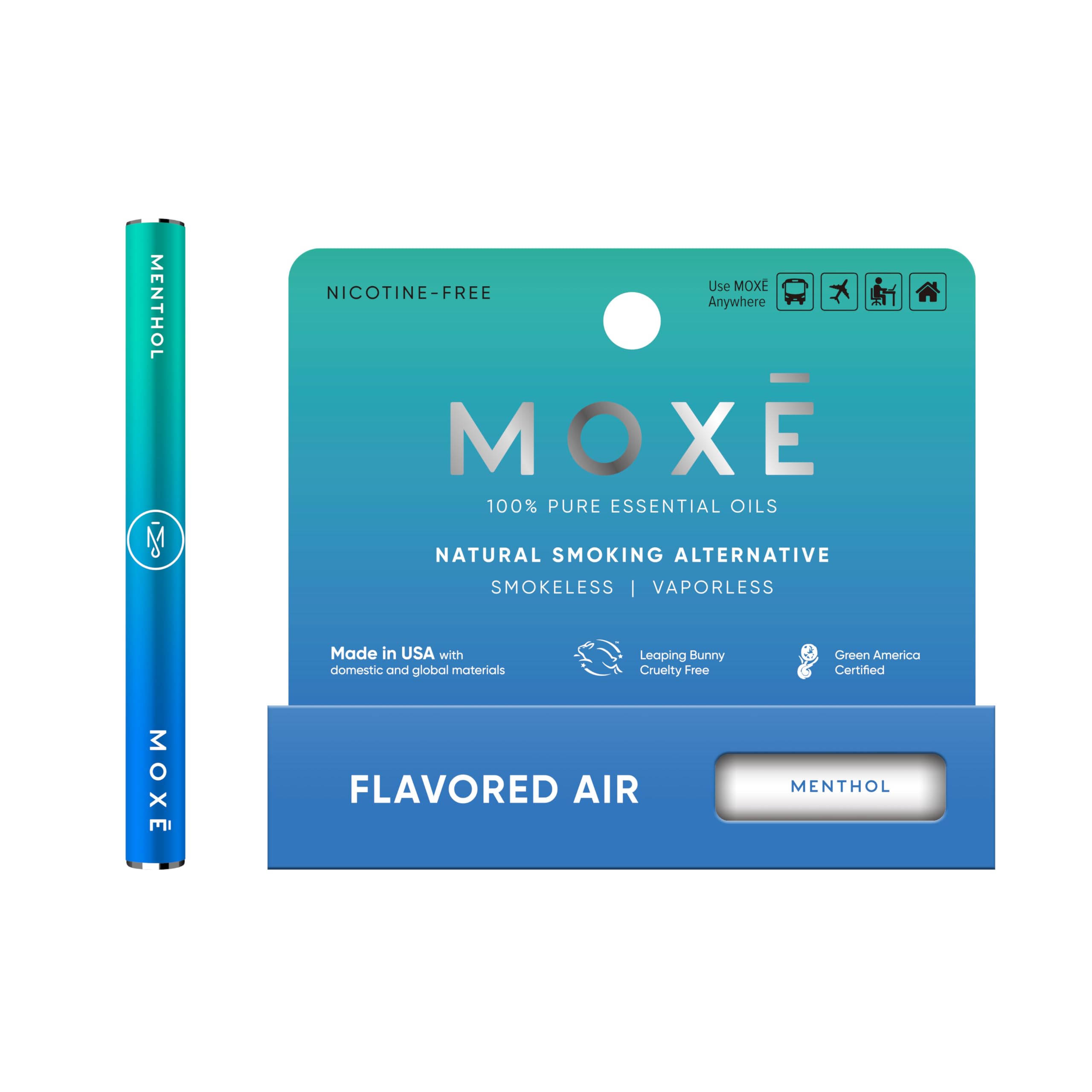 MOXE Natural Menthol Air Inhaler device delivers a potent menthol aroma on demand