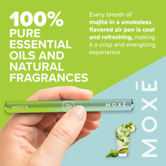 MOXE Natural Mojito Air Inhaler long-lasting flavor lasts up to a month.