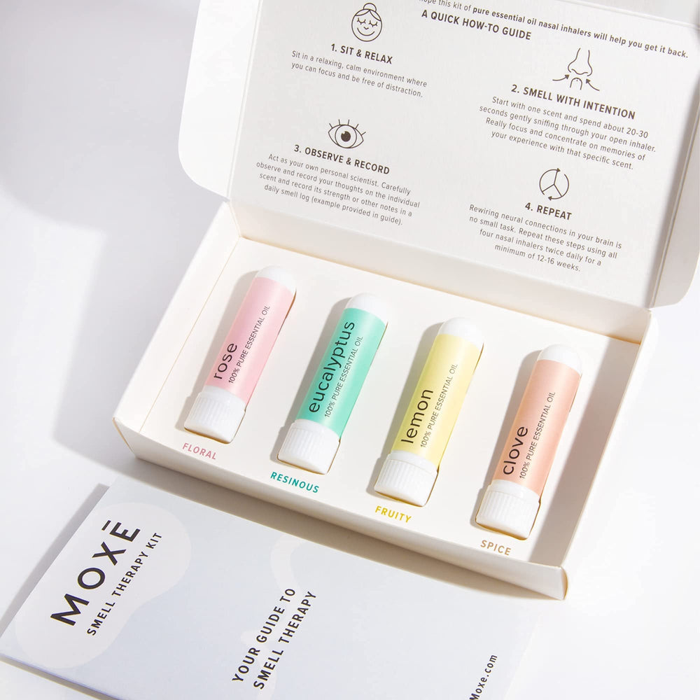 MOXE smell training kit packaging showing USA-made quality