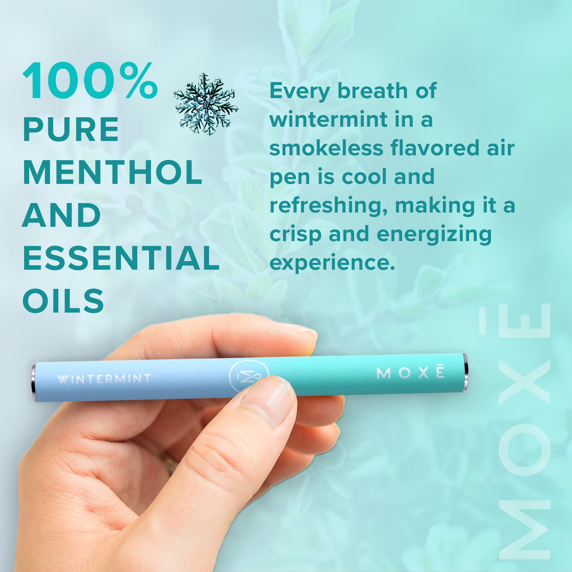 MOXE Wintermint air inhaler pocket-fit ready for discreet use during busy days.