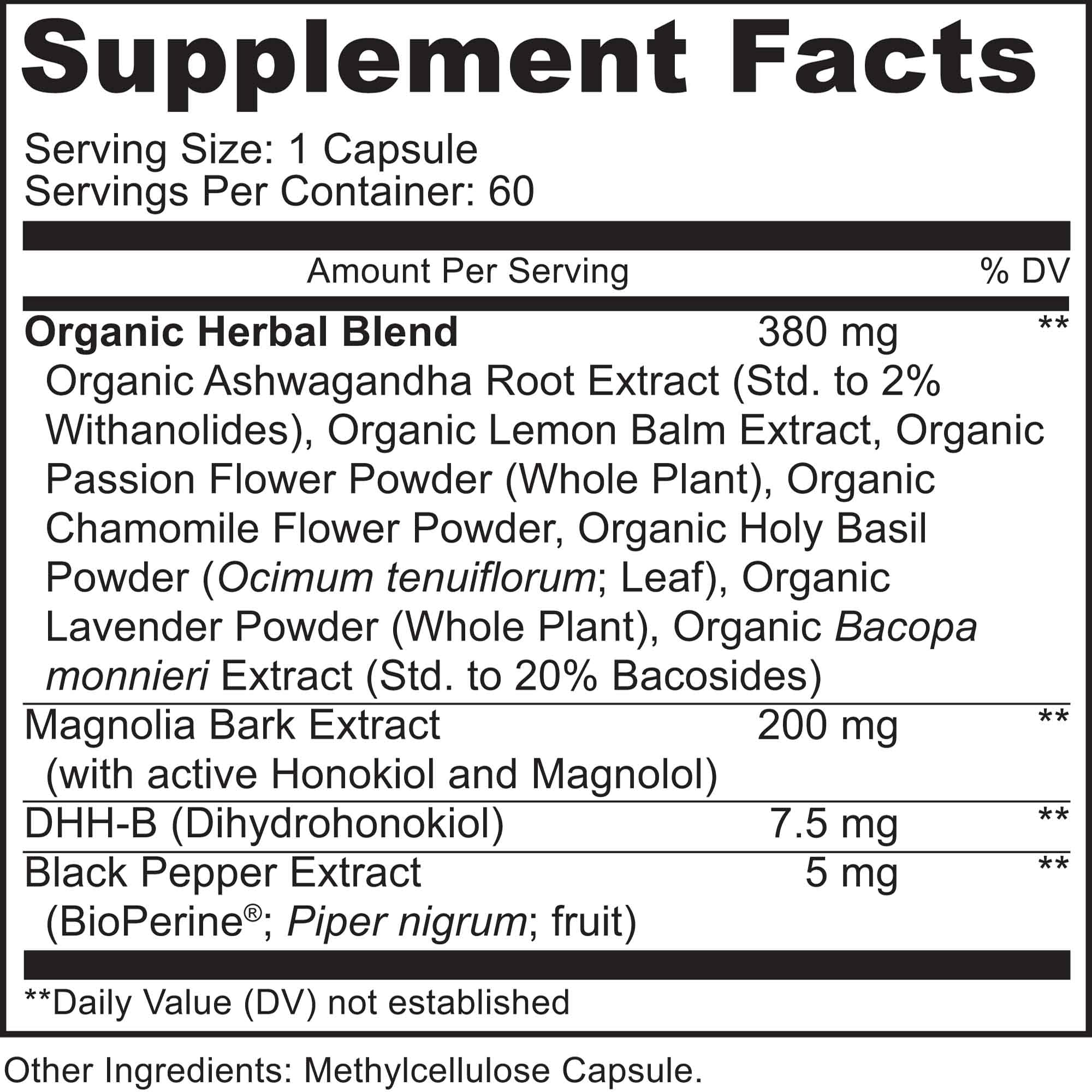 Closeup of MoxyVites DHH-B bottle highlighting bioactive honokiol blend.