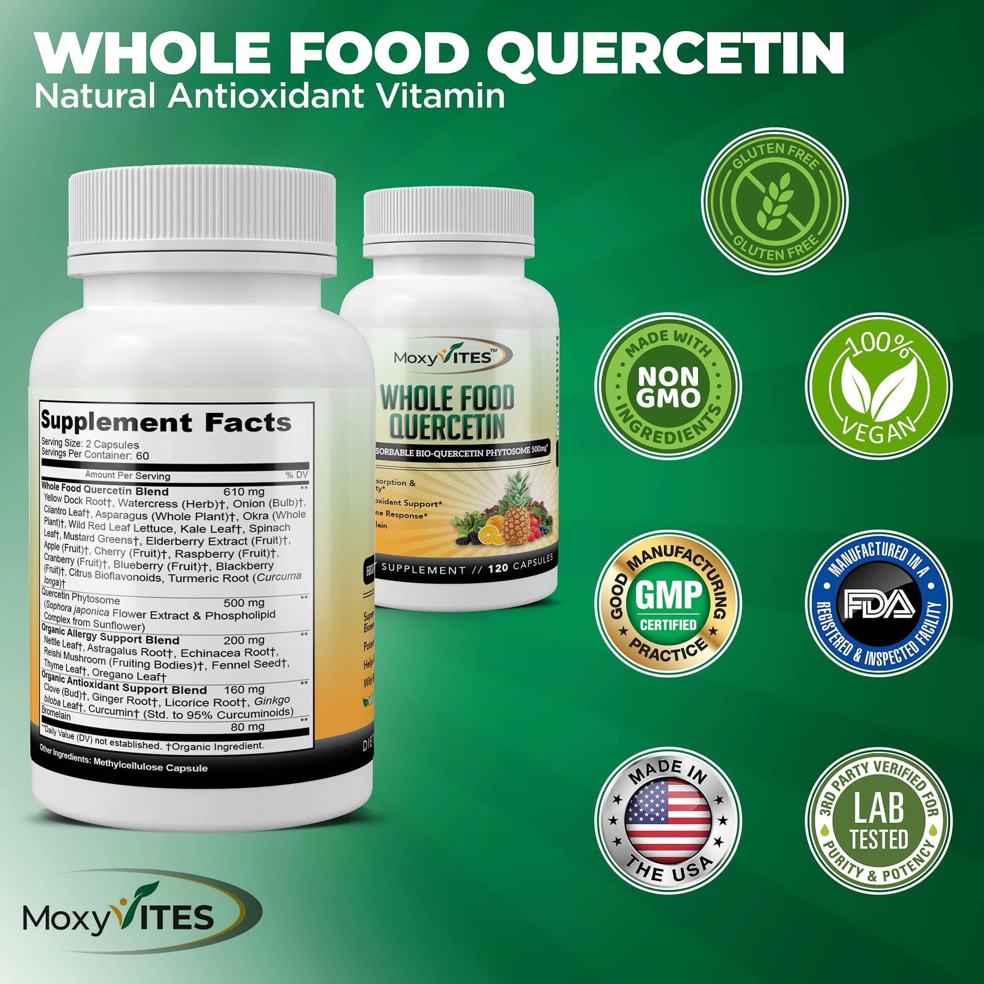 MoxyVites Made in USA GMP label emphasizes quality and safety