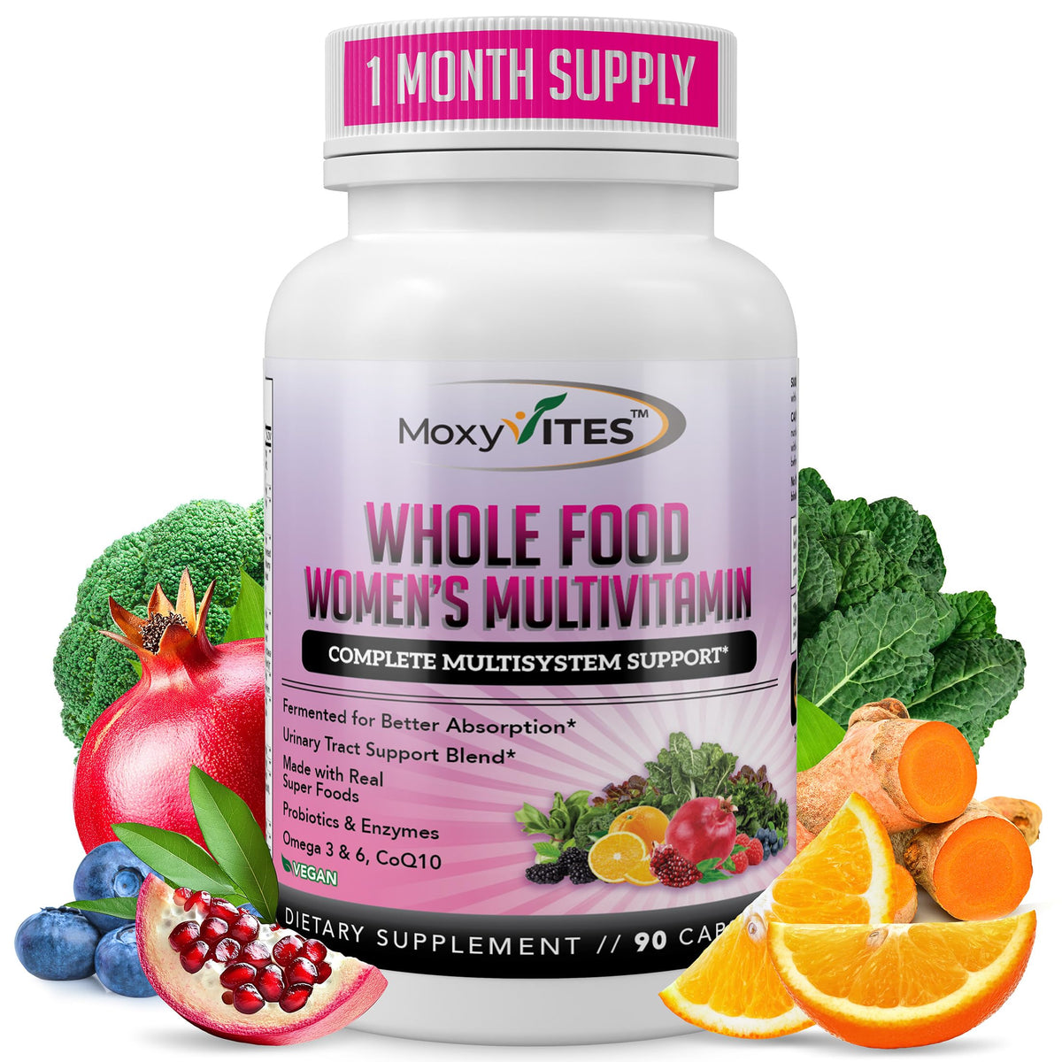 MoxyVites Women's Multivitamin bottle front view for daily wellness support.
