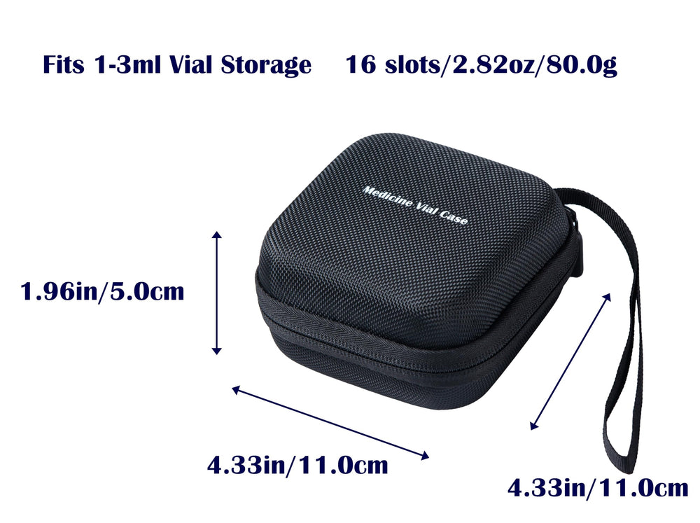 Moyite 16-slot peptide case interior with secure vial slots.