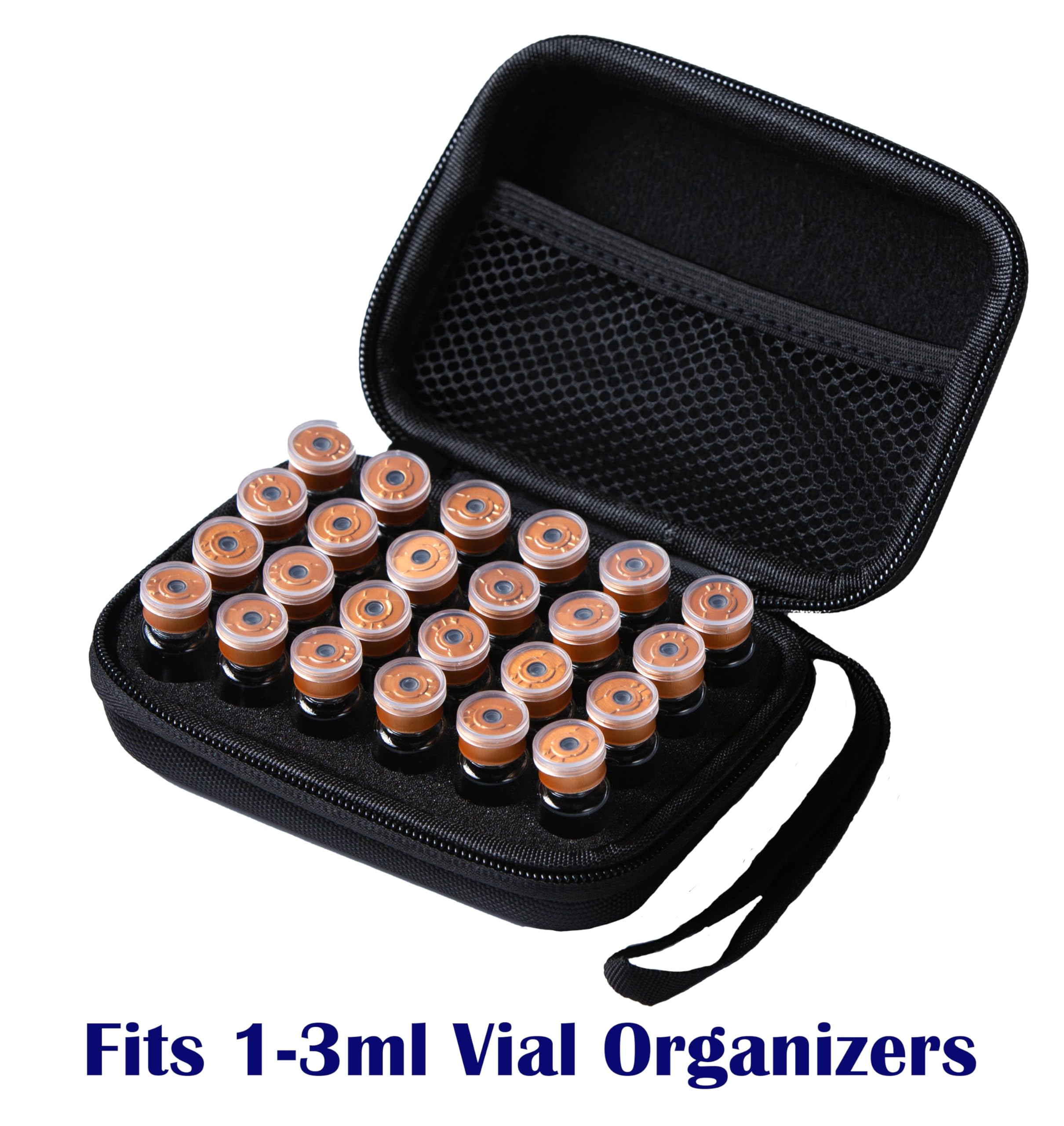Moyite EVA foam insert securely holds vials during transport.