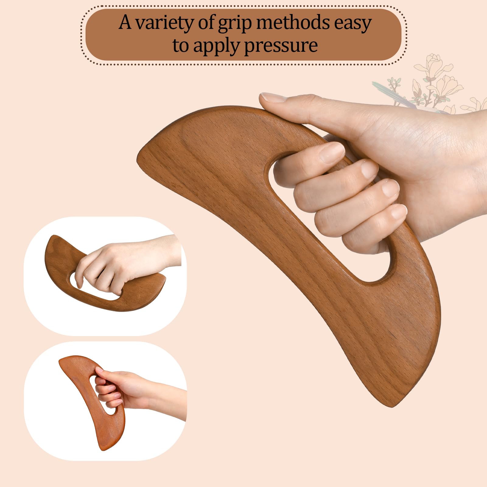 Mozeat Lens wooden gua sha board targets cellulite with careful contouring.