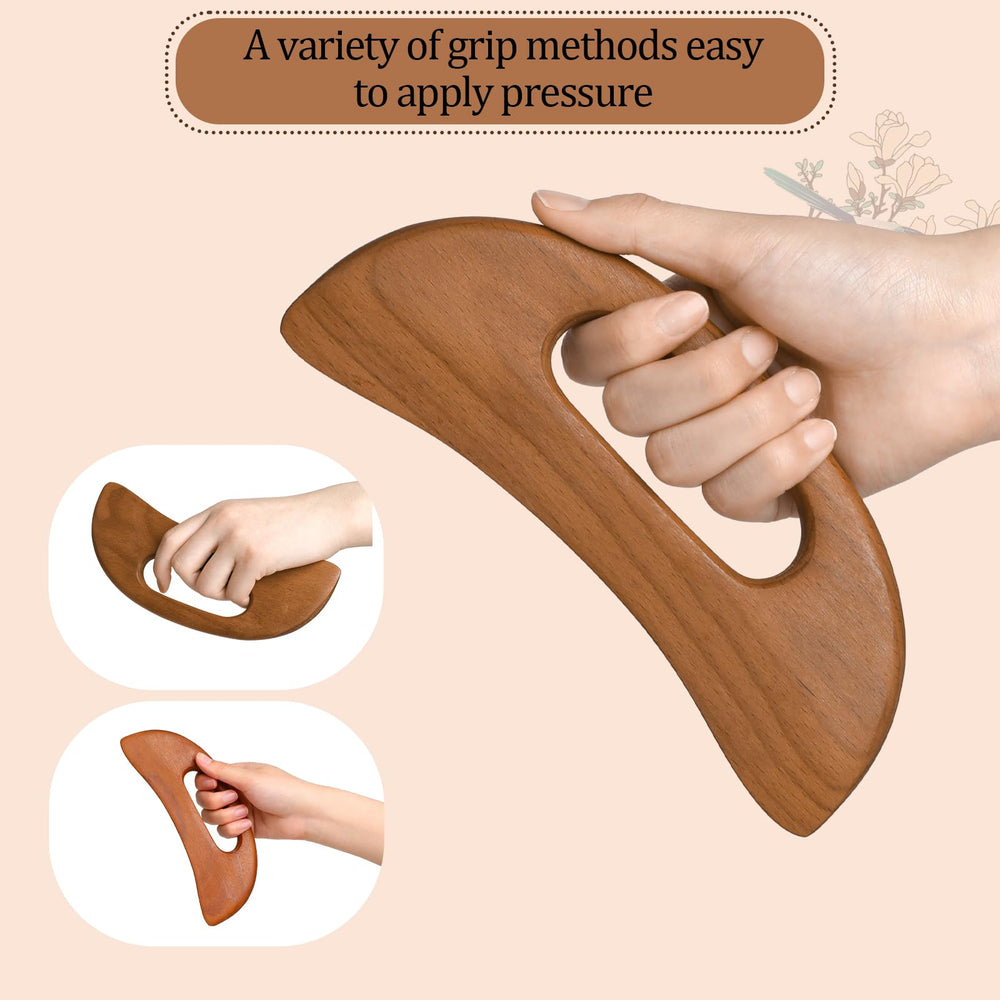 Mozeat Lens wooden gua sha board targets cellulite with careful contouring.
