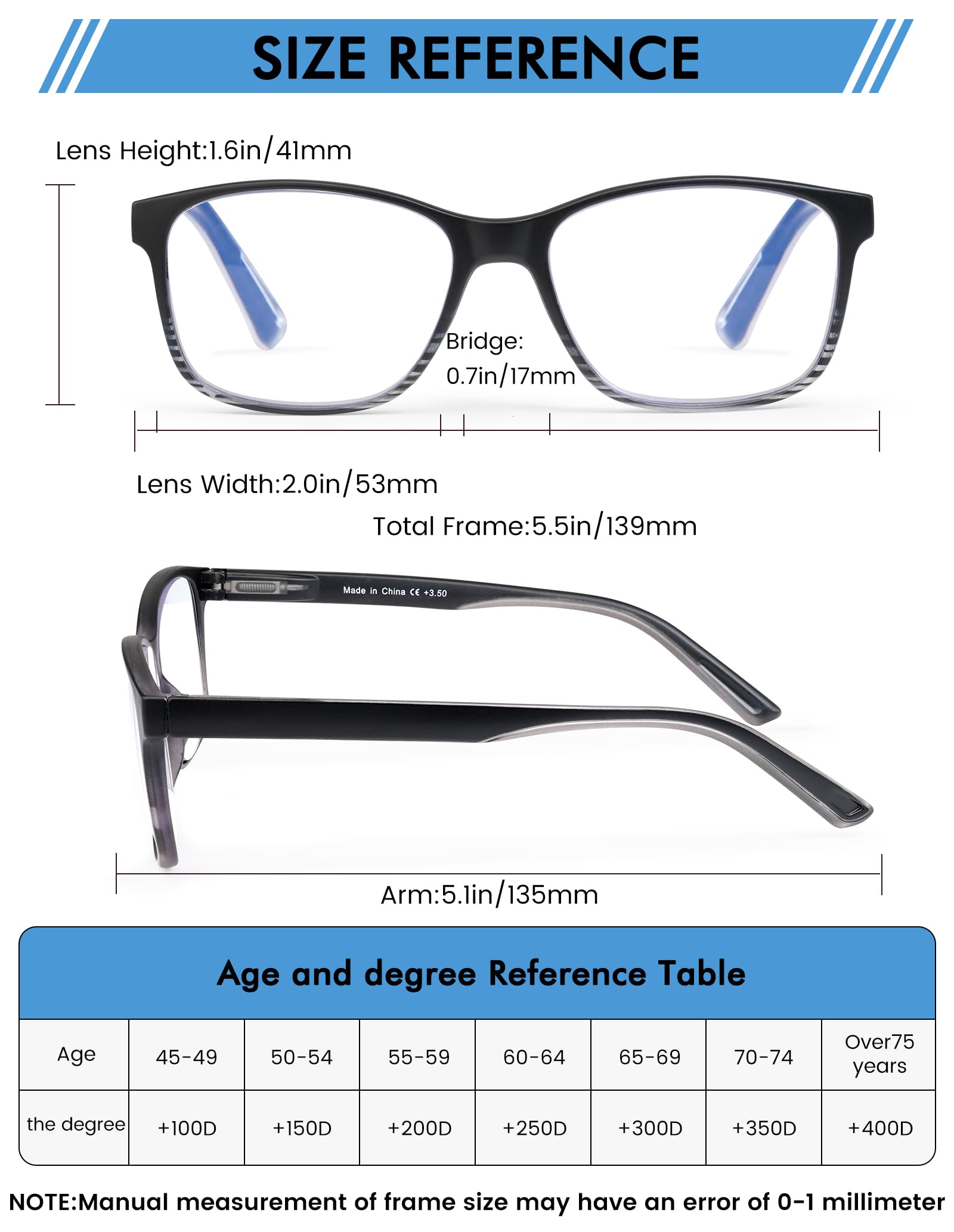 MOZVND mens reading glasses lightweight frame reduce ear and head pressure.