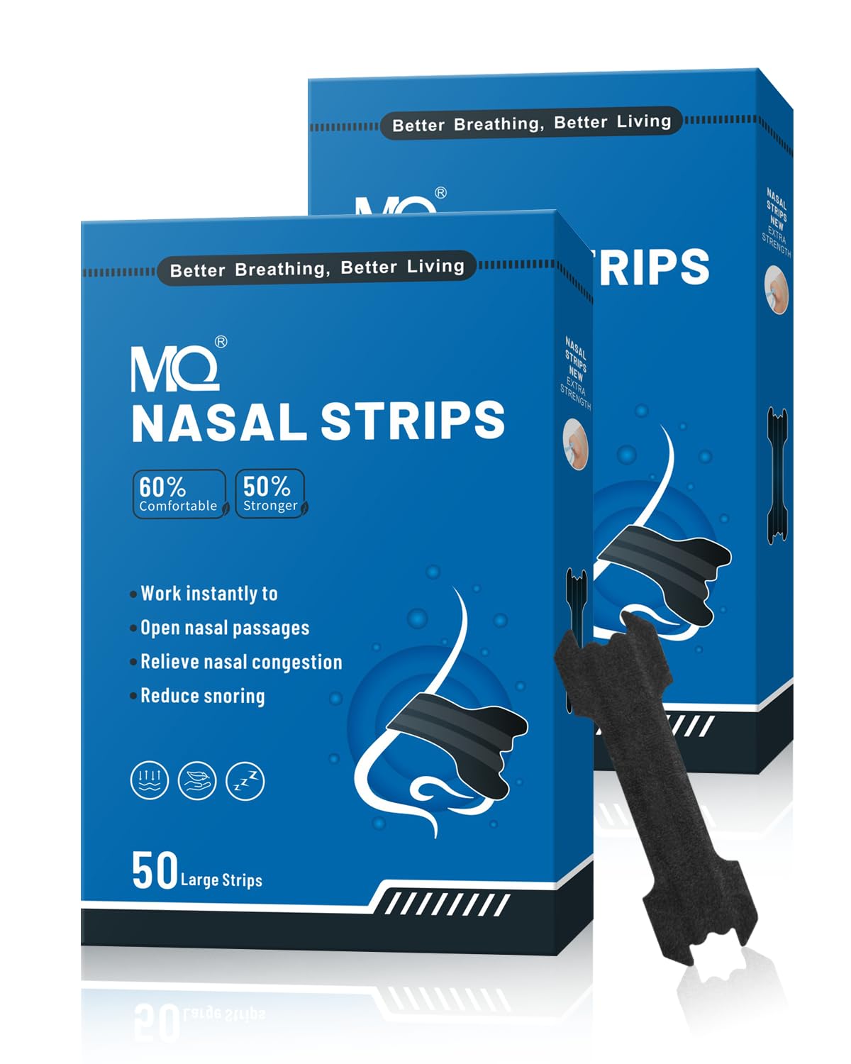 MQ nasal strips extra strength open nasal passages for smoother breathing