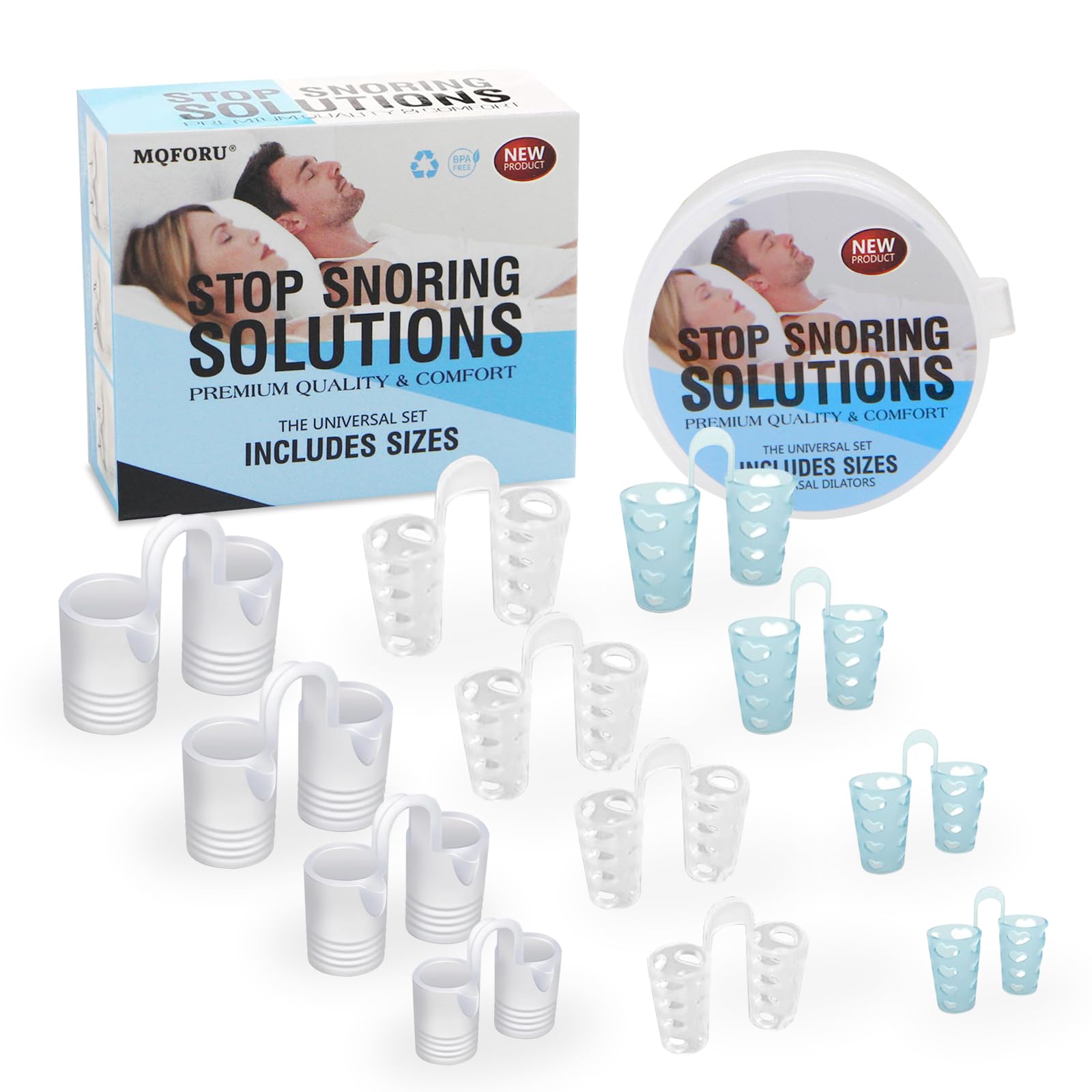 MQFORU nasal dilators 12-pack in four sizes and three styles for customizable comfort.