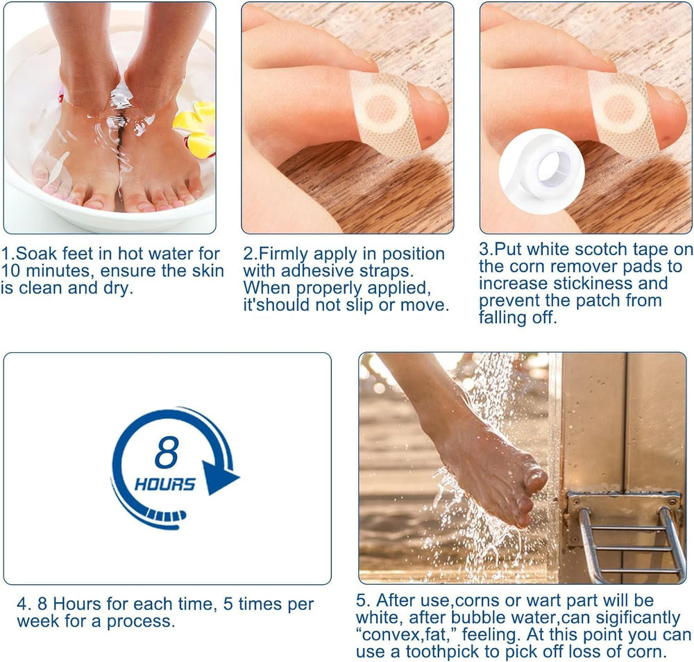 MQUPIN toe corn remover on toe demonstrates medicated patch in action
