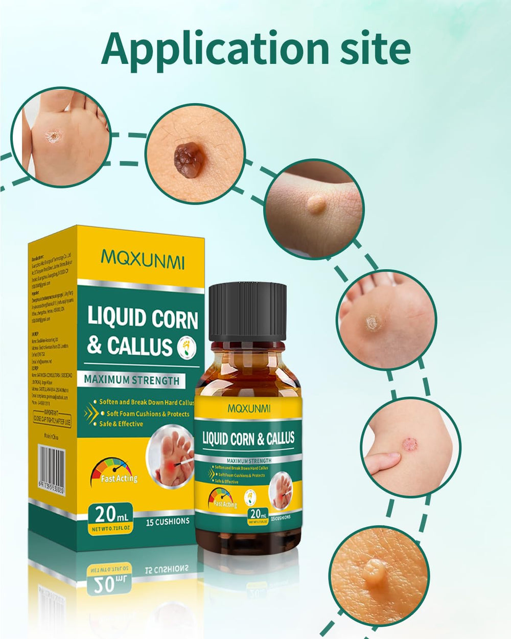MQXUNMI applicator brush allows precise application to affected areas.