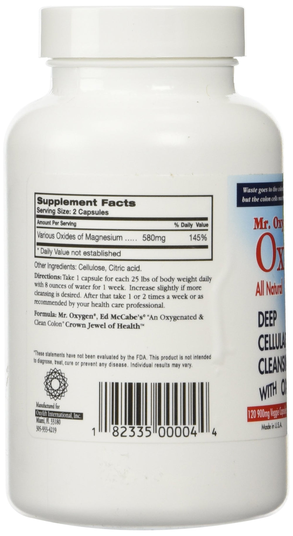 OxyFlush label close-up highlights capsule format for easy daily dosing.