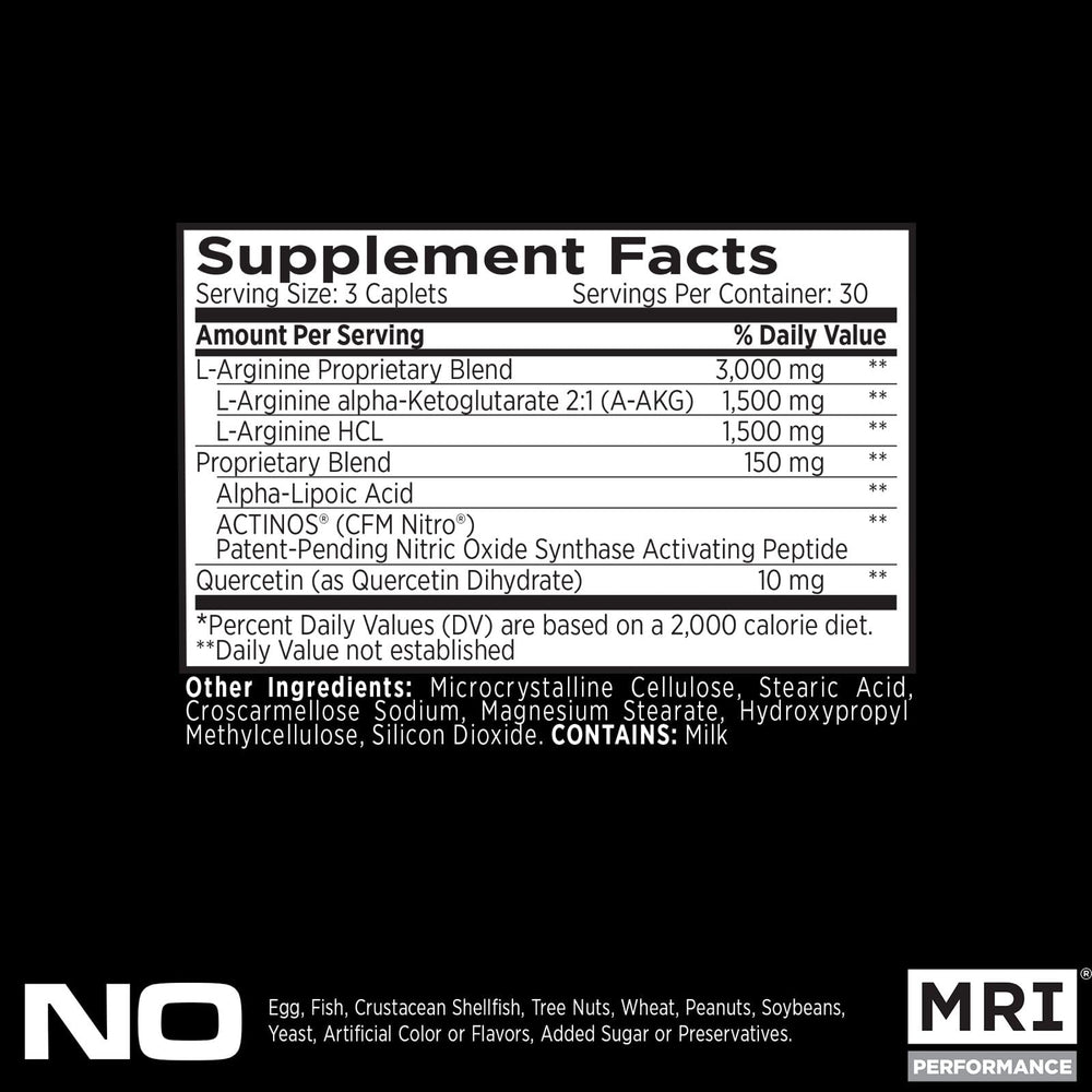 MRI Performance NO2 pills closeup showing compact capsules for easy daily use