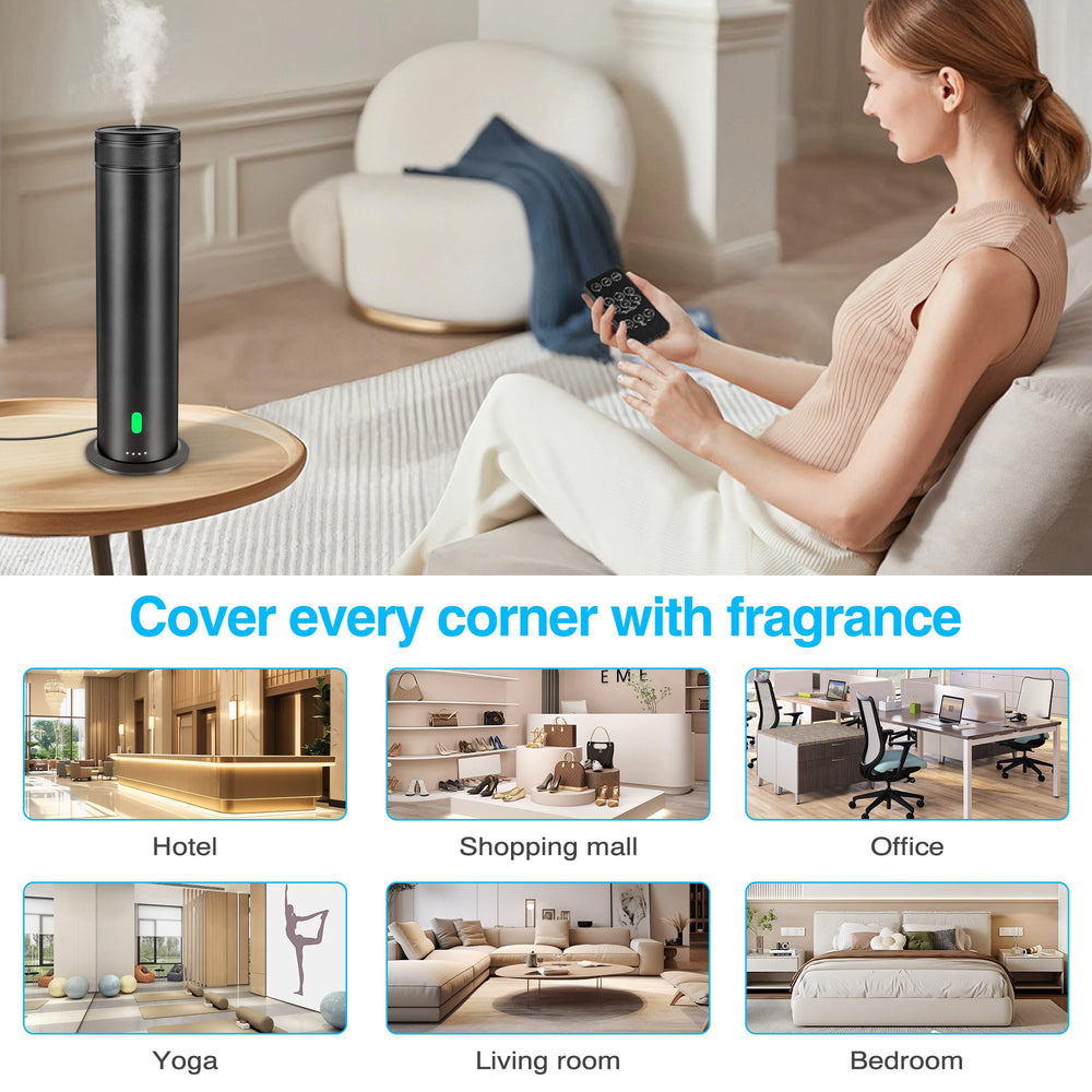 Mriykio diffuser in hotel suite for a consistent, luxurious scent.
