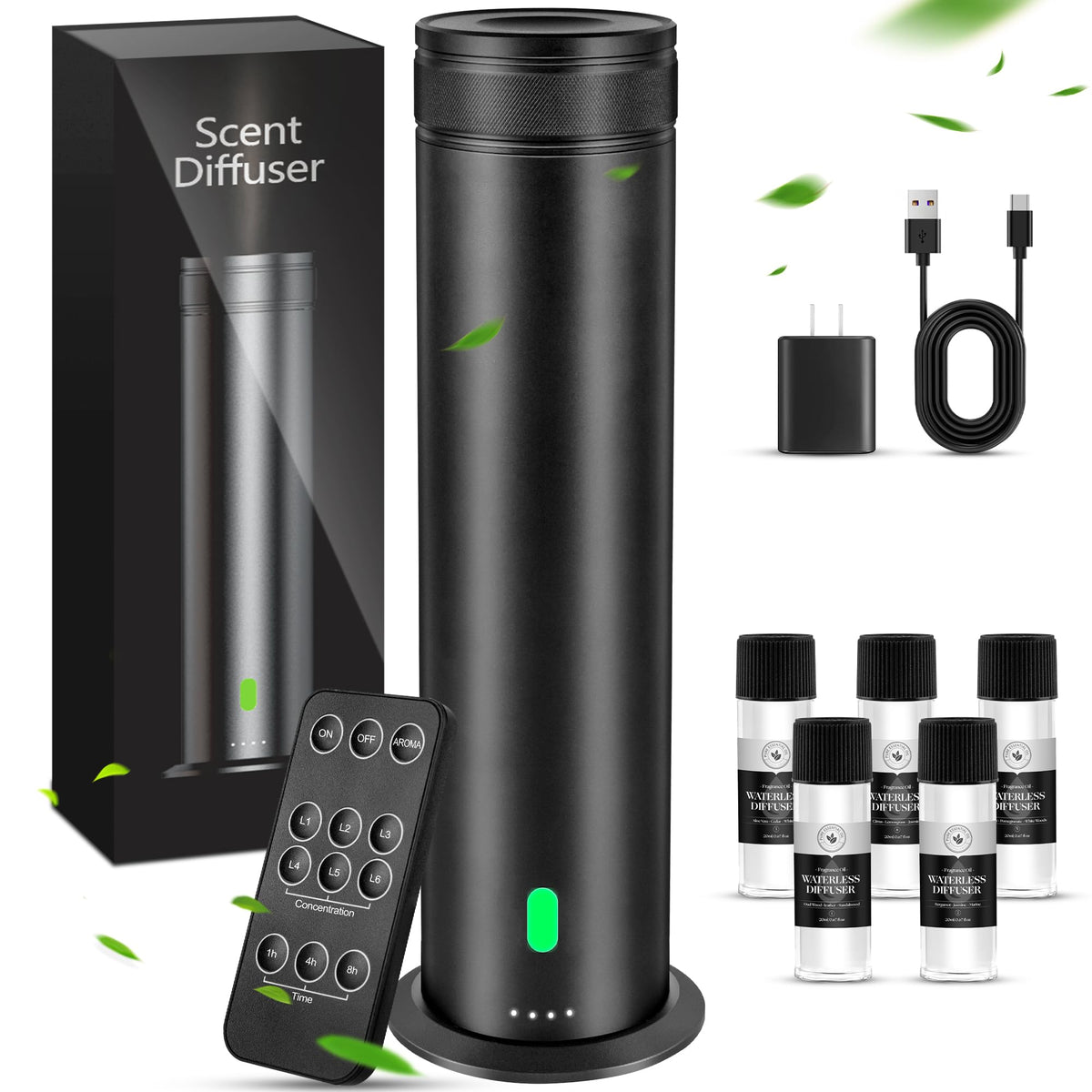 Mriykio waterless diffuser base in a sleek tower design for home ambience.