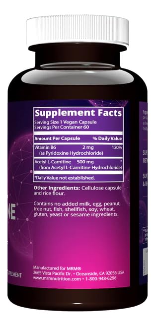 MRM Acetyl L-Carnitine 500mg capsules ready for steady energy.