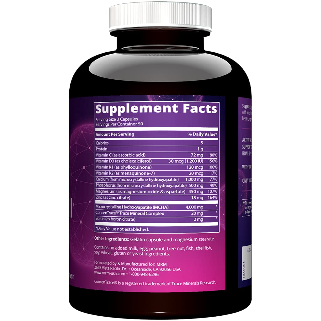 Closeup of MRM Bone Maximizer III capsules showing high potency formula